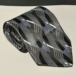 American Traditions 100% Silk Black and Blue Patterned 57” Men's Tie